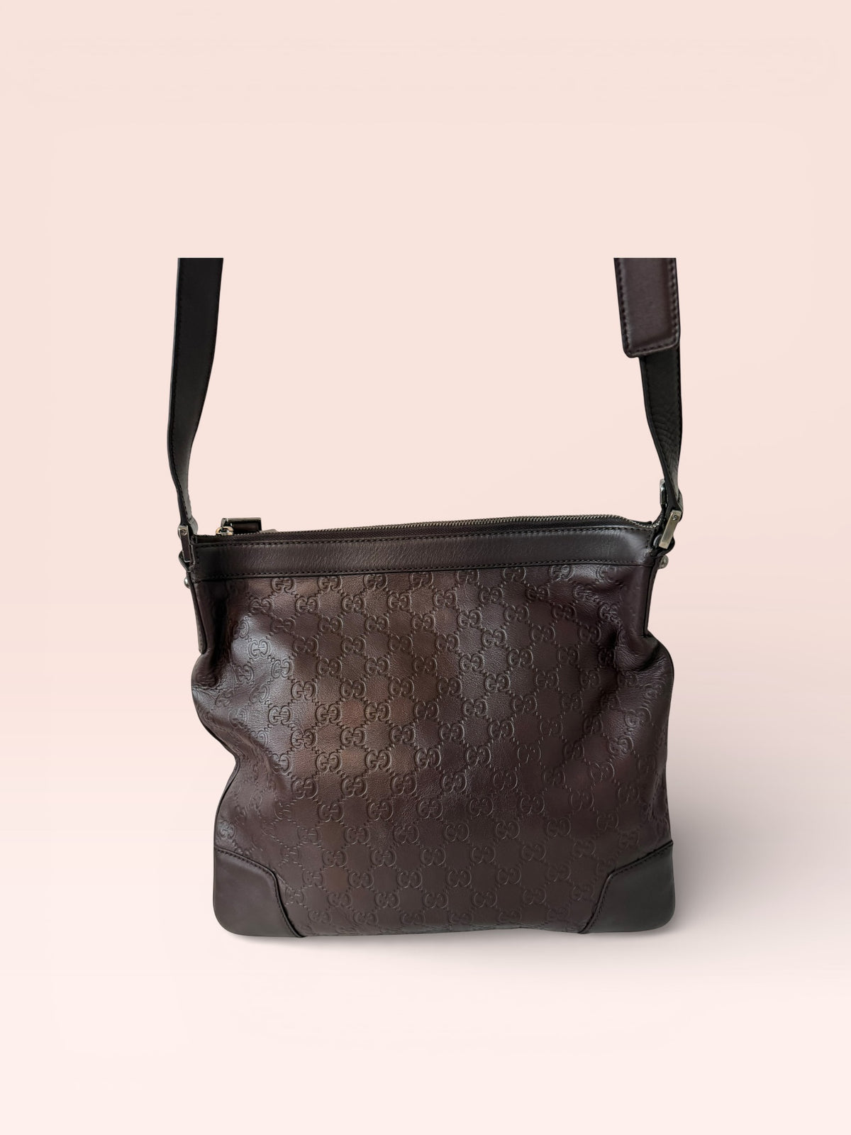 Gucci Guccissima Leather Messenger Bag (Brown)
