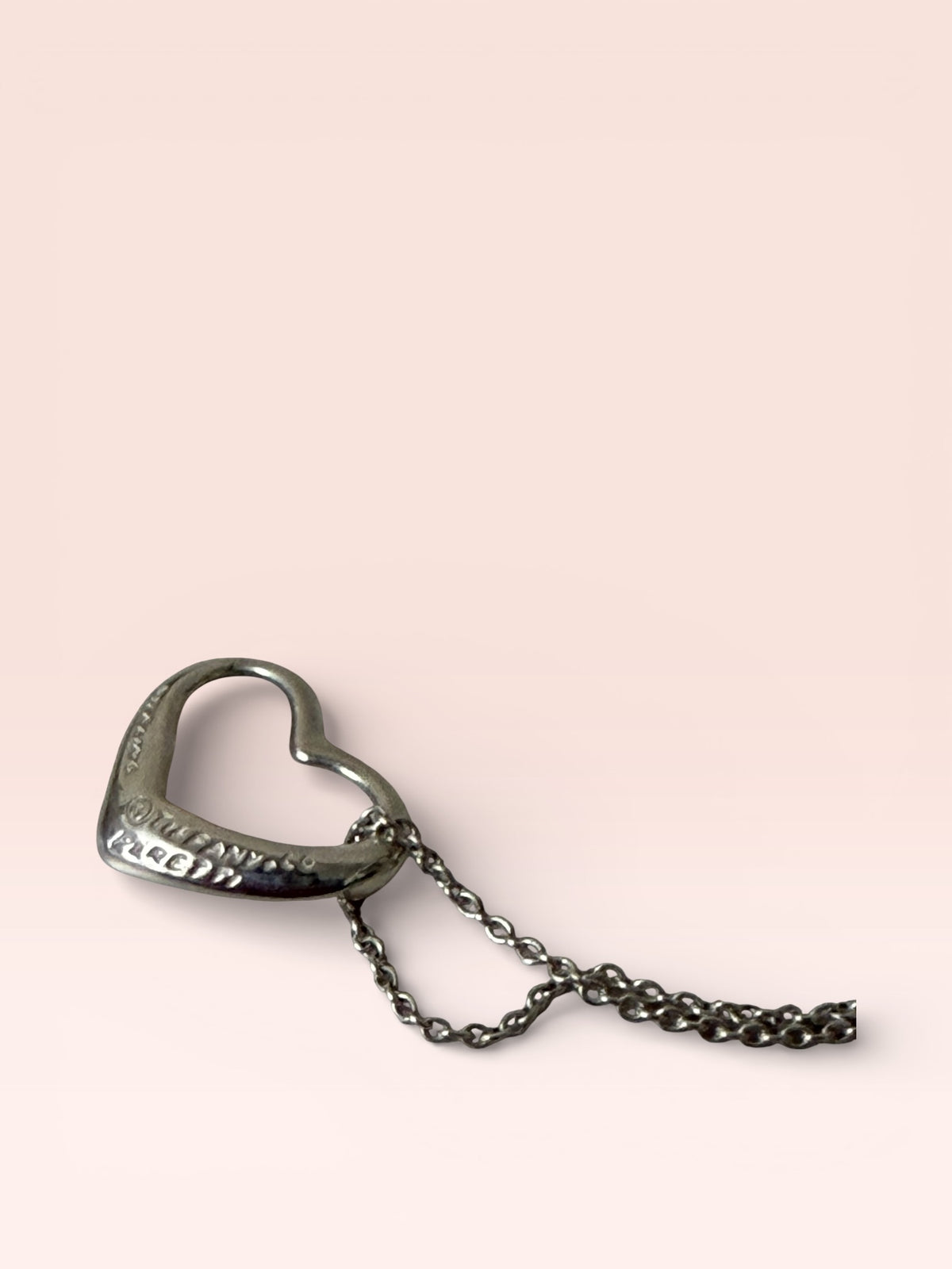 Tiffany & Co. Sterling Silver Elsa Peretti Medium Open Heart Necklace 6 w/Box