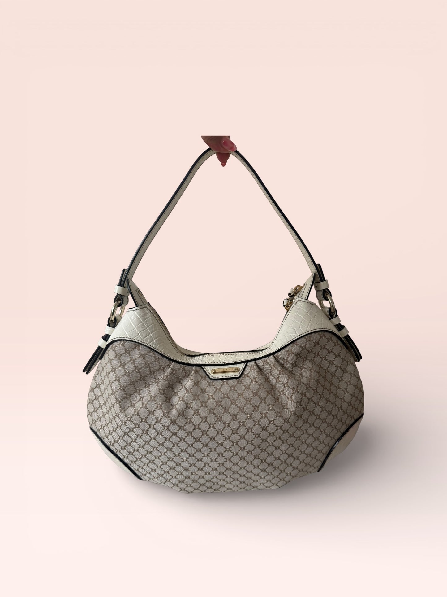 Celine Canvas Vintage Macadam Shoulder Bag