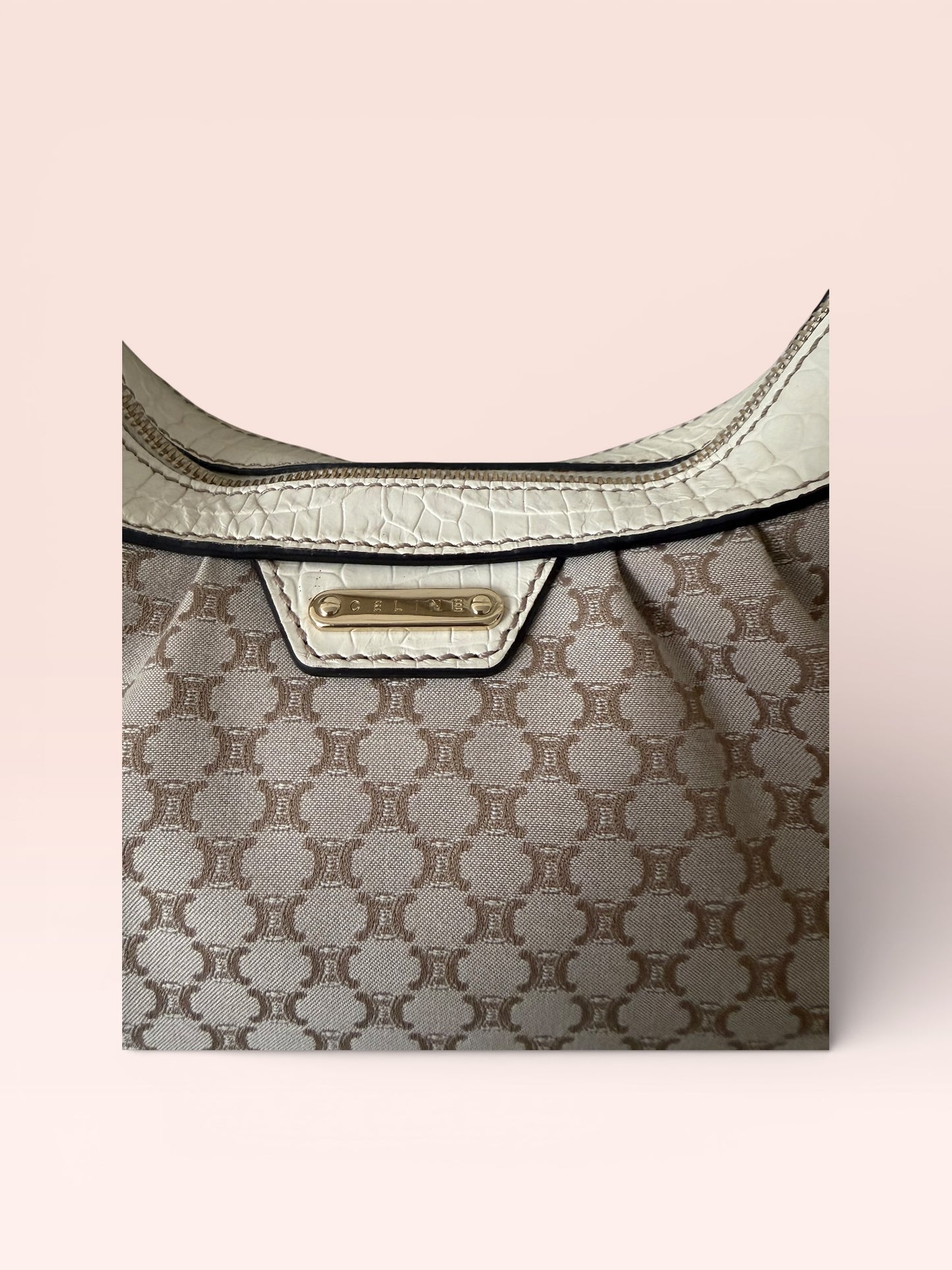 Celine Canvas Vintage Macadam Shoulder Bag