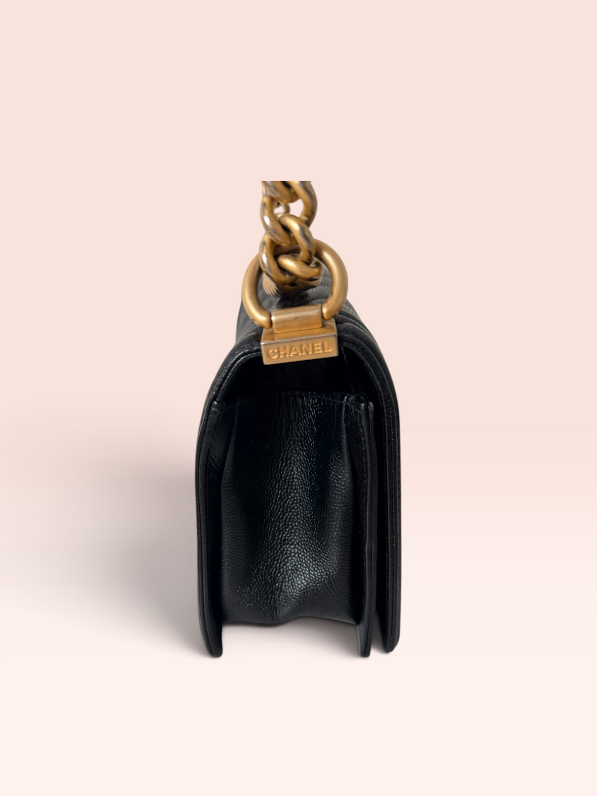 Chanel Caviar Leather Chevron Old Medium Boy Bag 24 series 2017-2018