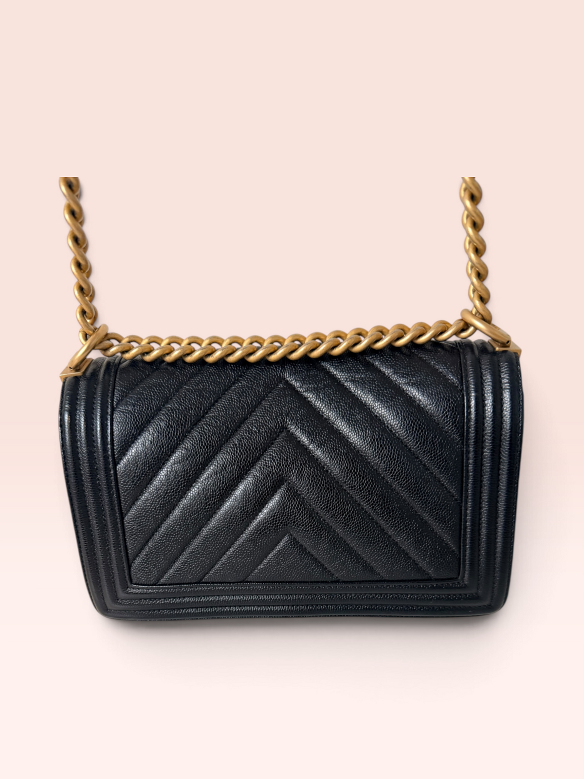 Chanel Caviar Leather Chevron Old Medium Boy Bag 24 series 2017-2018