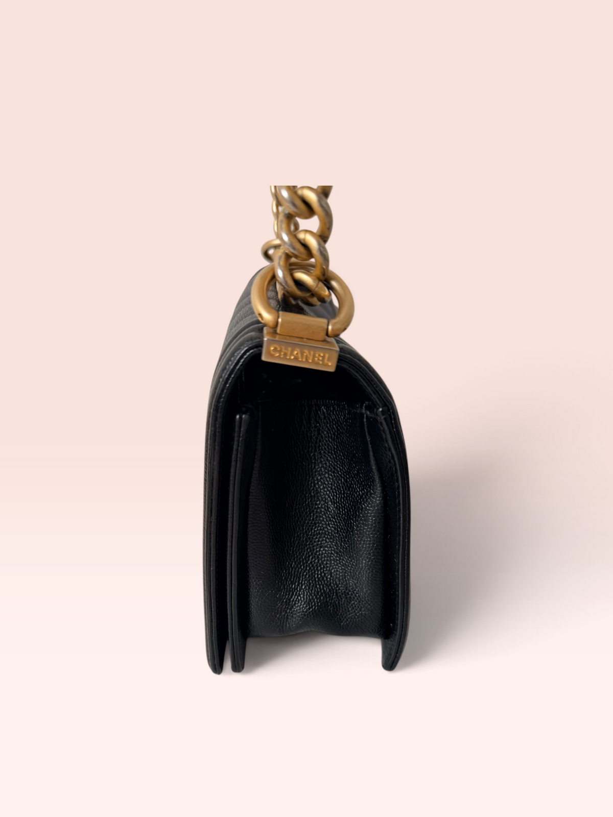 Chanel Caviar Leather Chevron Old Medium Boy Bag 24 series 2017-2018