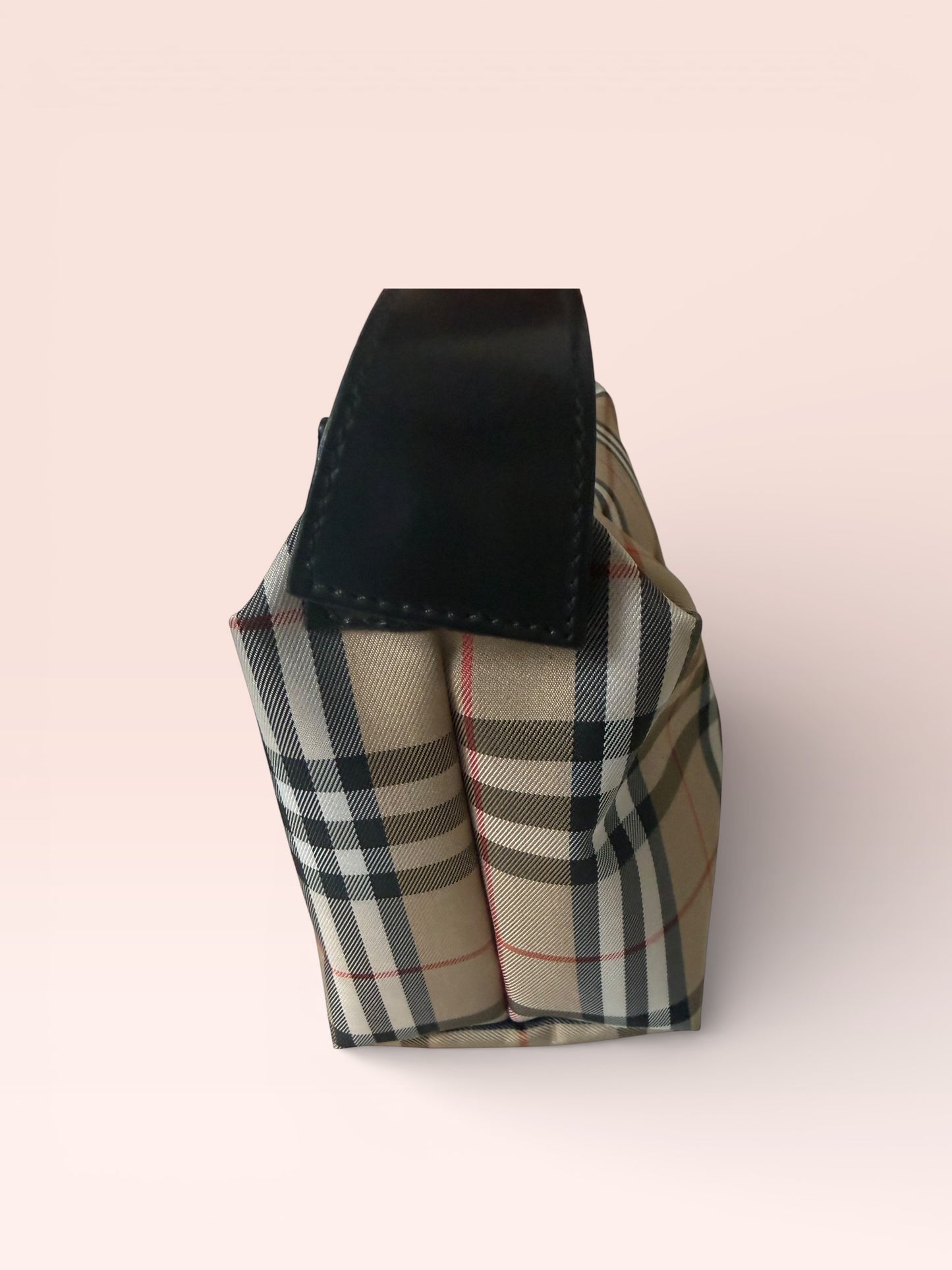 Burberry Canvas Vintage Nova Check Nylon Leather Mini Handle Bag