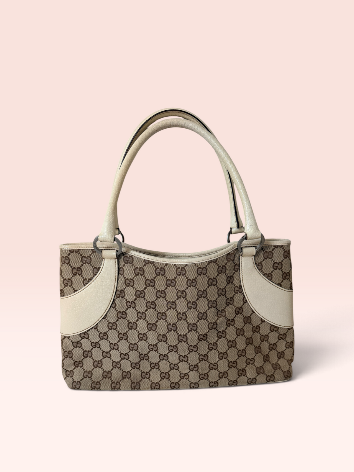 Gucci GG Canvas Vintage Tote Bag (Beige-Brown)