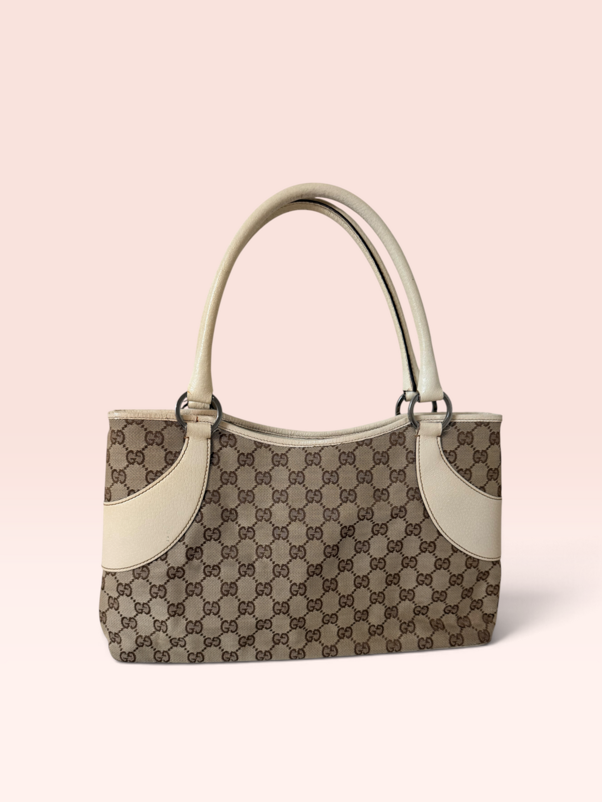 Gucci GG Canvas Vintage Tote Bag (Beige-Brown)