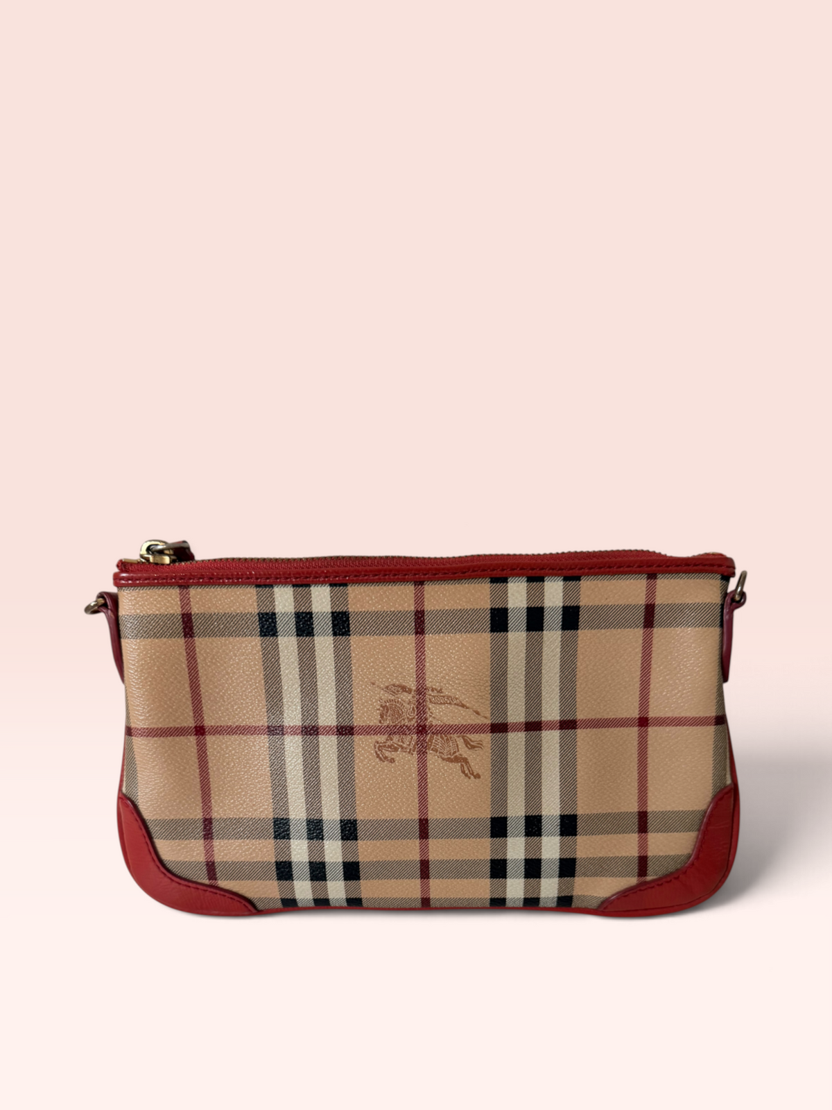 Burberry Coated Canvas Haymarket Check Peyton Crossbody Bag