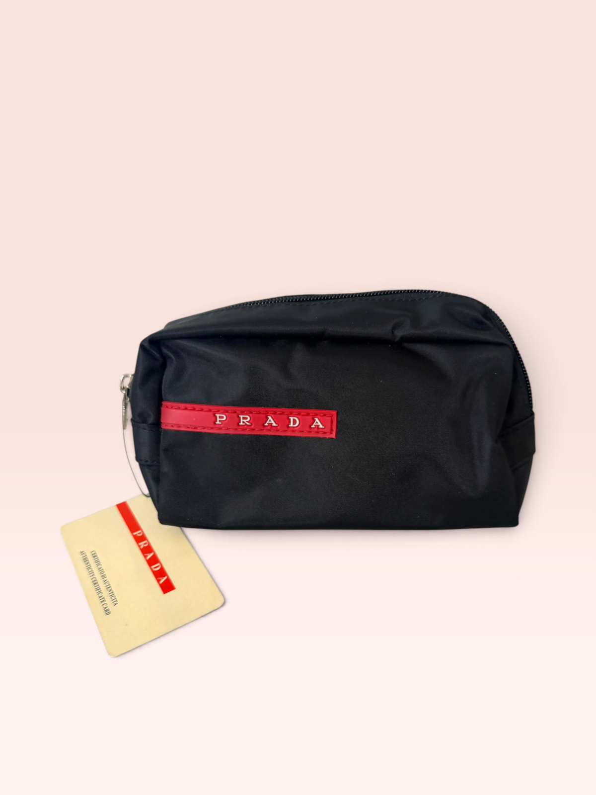 Prada Nylon Luna Rossa Cosmetic Pouch (Black)