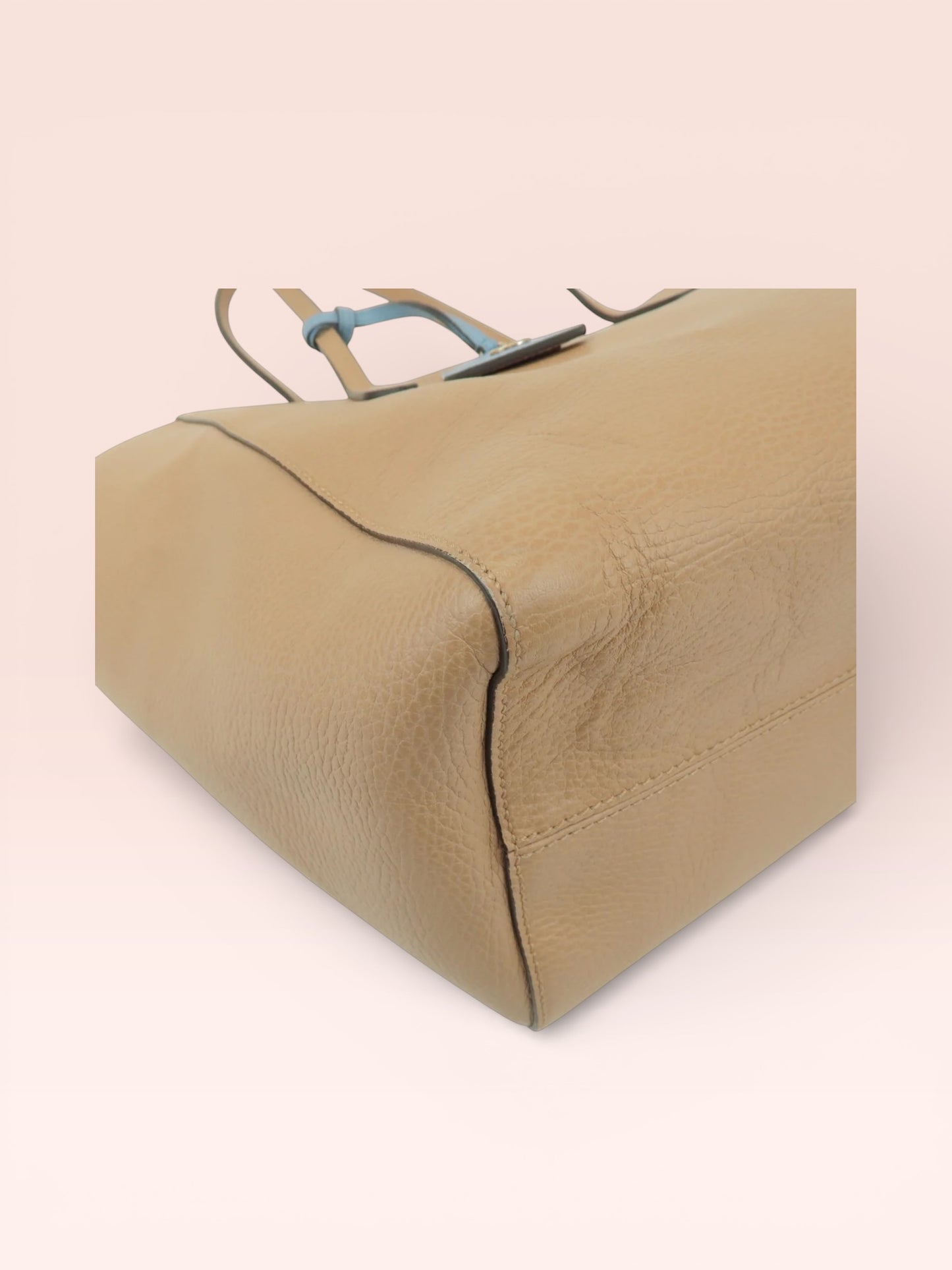 Gucci Leather Swing Tote Bag (Beige/Blue)