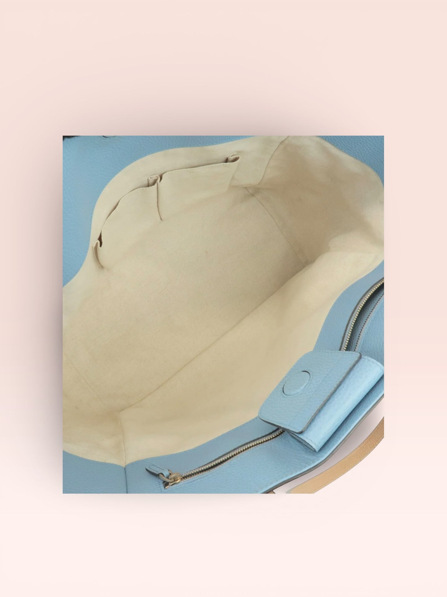 Gucci Leather Swing Tote Bag (Beige/Blue)