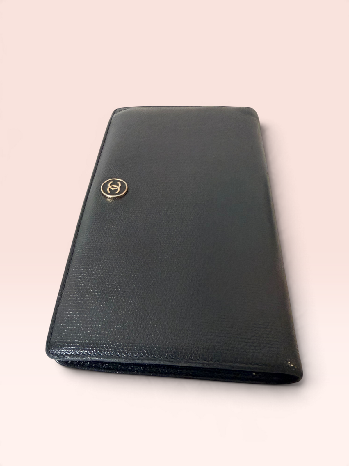 Chanel Coco Button Grained Calfskin Long Wallet (Black) 10 series 2005-2006
