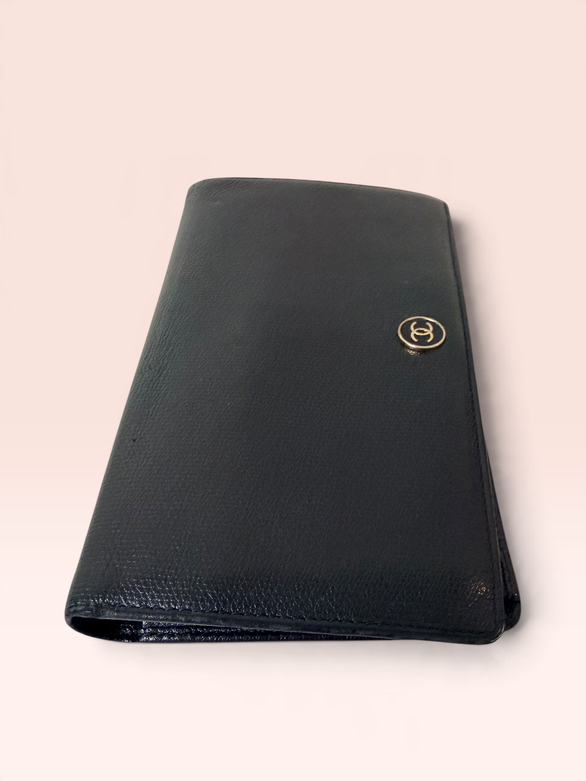 Chanel Coco Button Grained Calfskin Long Wallet (Black) 10 series 2005-2006