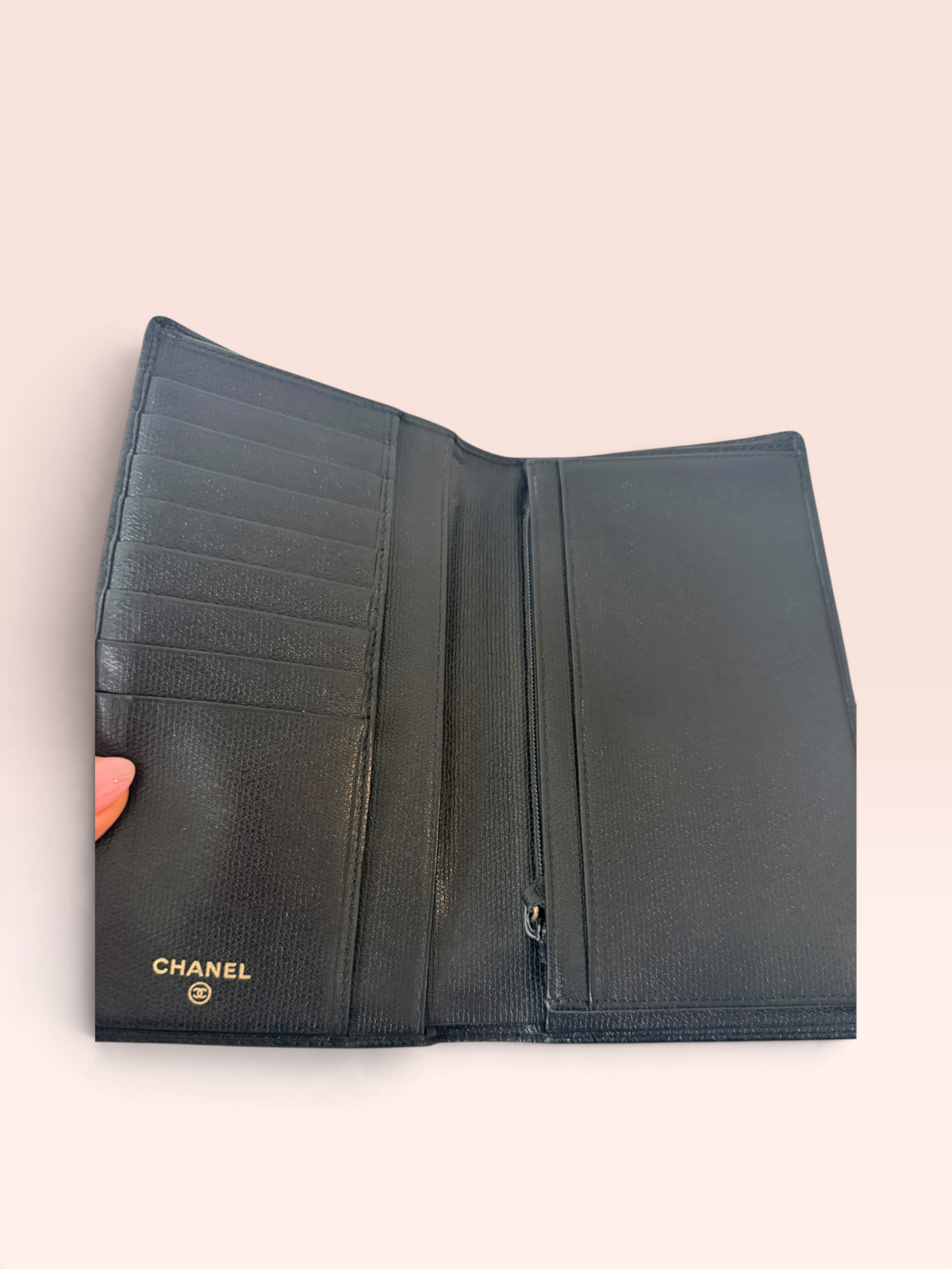 Chanel Coco Button Grained Calfskin Long Wallet (Black) 10 series 2005-2006