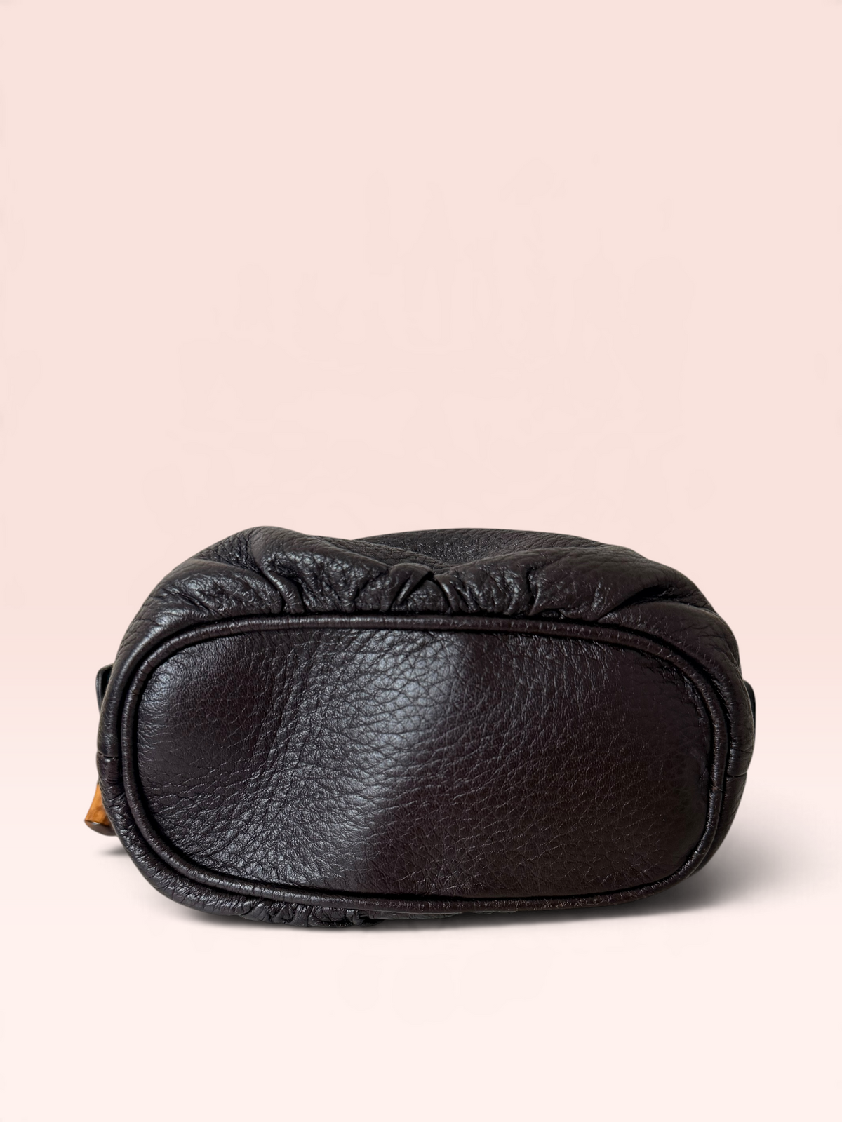 Gucci Grained Calfskin Bamboo Cosmetic Pouch (Dark Brown)