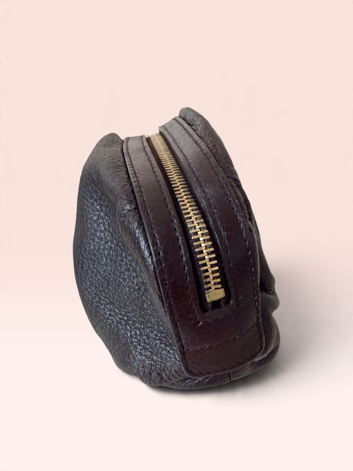 Gucci Grained Calfskin Bamboo Cosmetic Pouch (Dark Brown)