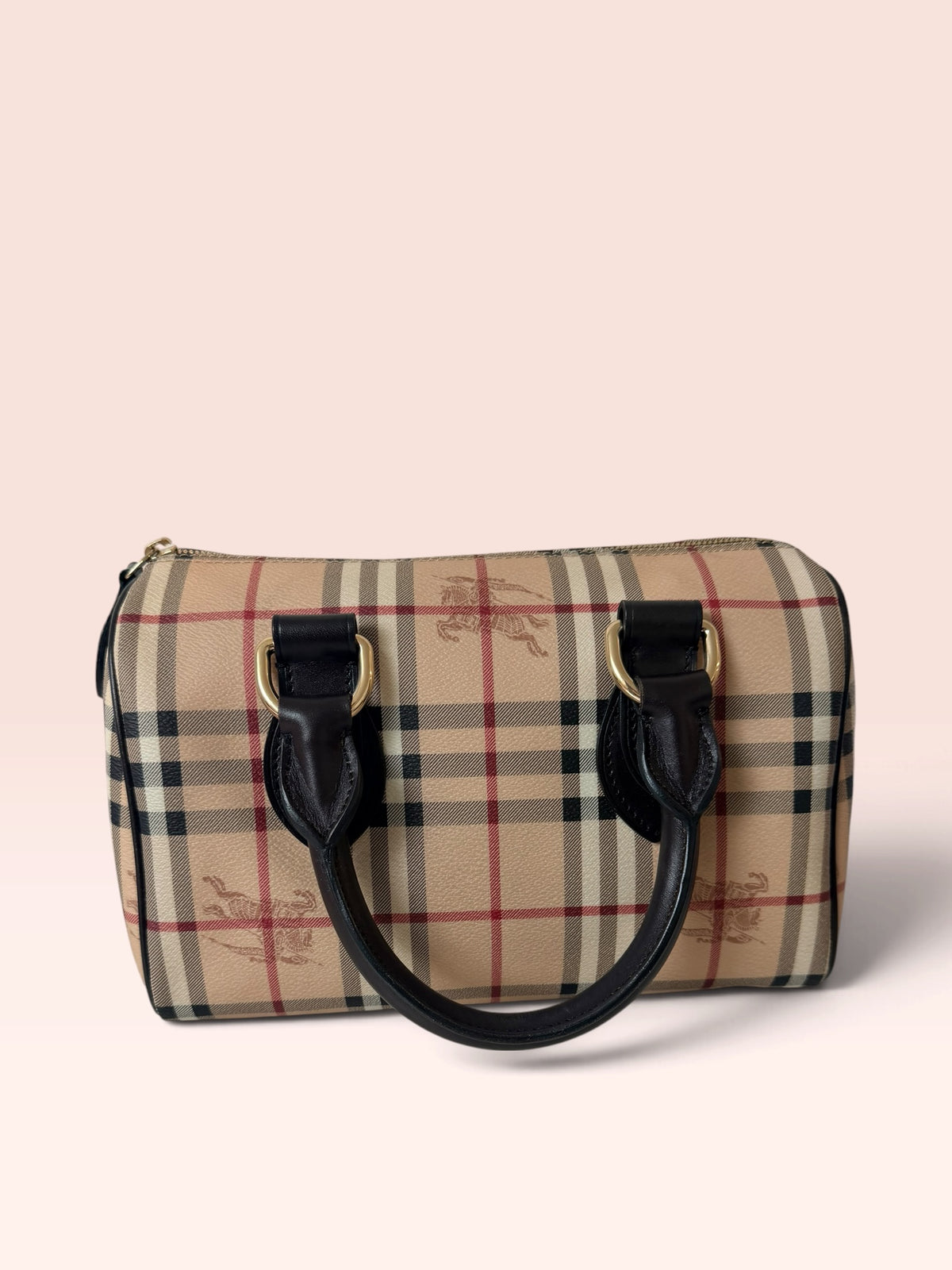 Burberry Haymarket Check Small Chester Bowling Bag Chocolate