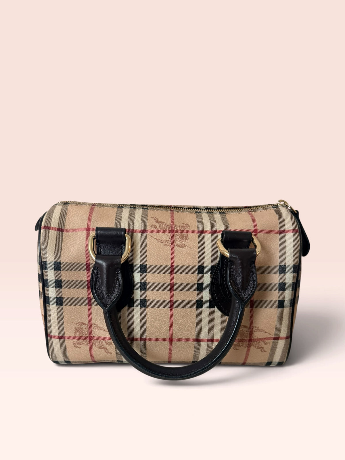 Burberry Haymarket Check Small Chester Bowling Bag Chocolate