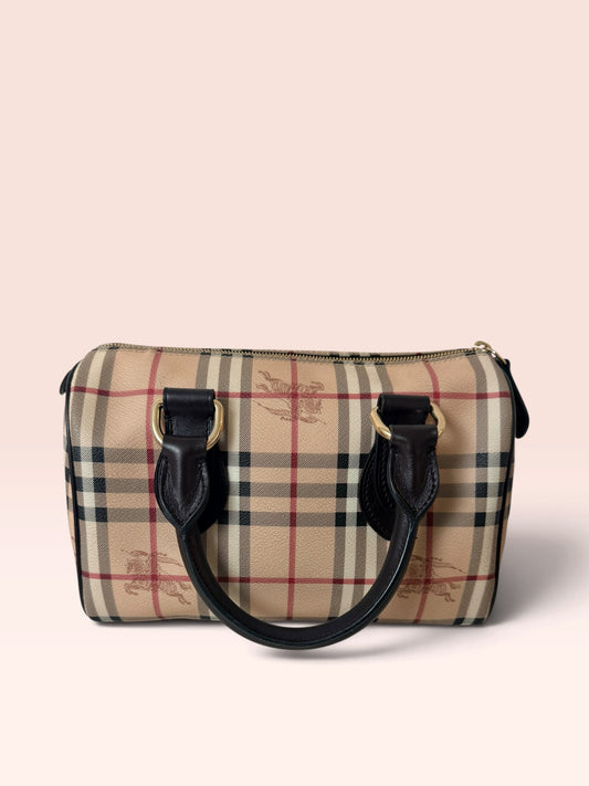 Burberry Haymarket Check Small Chester Bowling Bag Chocolate