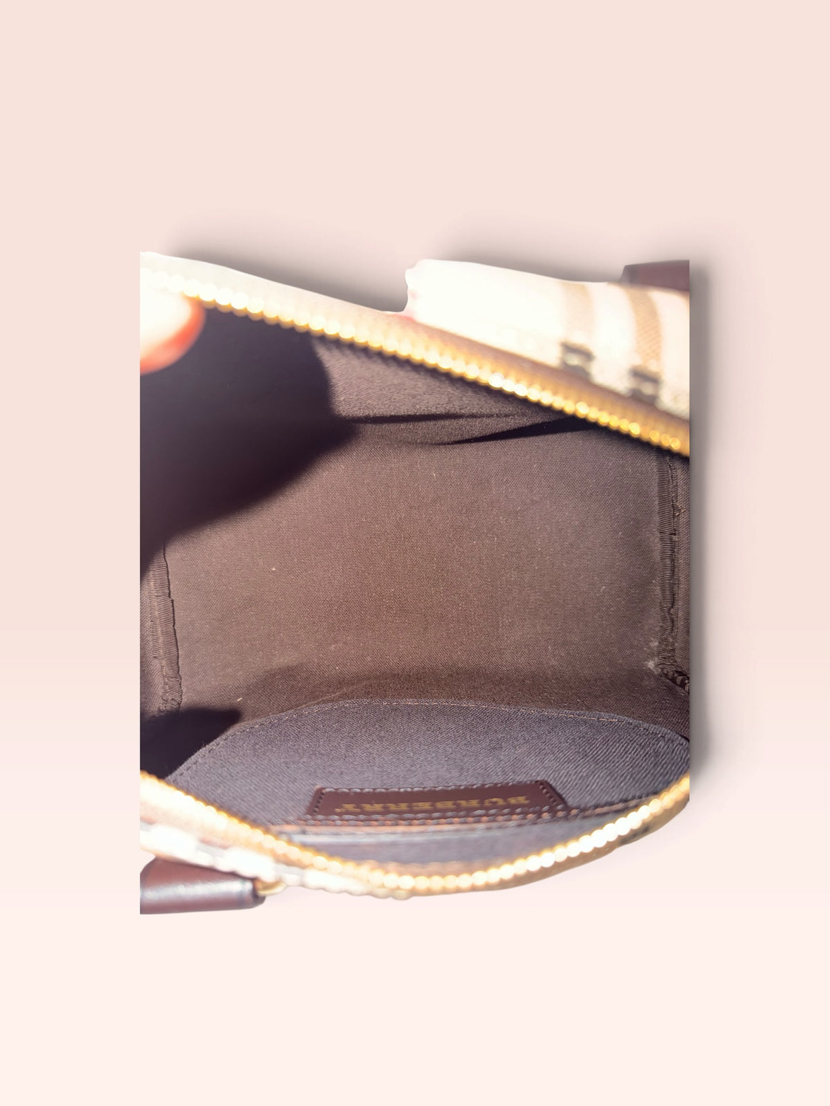 Burberry Haymarket Check Small Chester Bowling Bag Chocolate