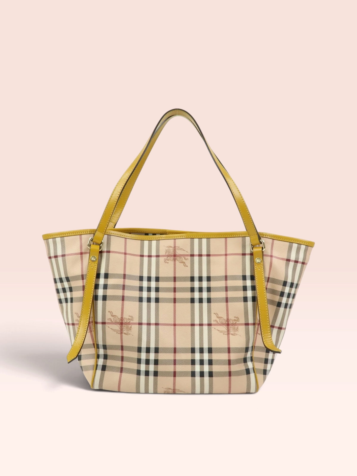 Burberry Canvas Haymarket Check Tote with Pouch