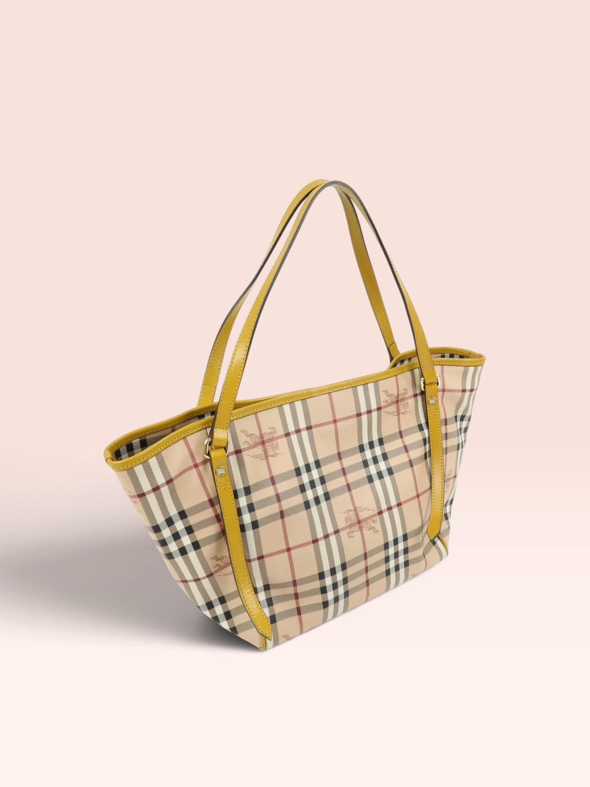 Burberry Canvas Haymarket Check Tote with Pouch