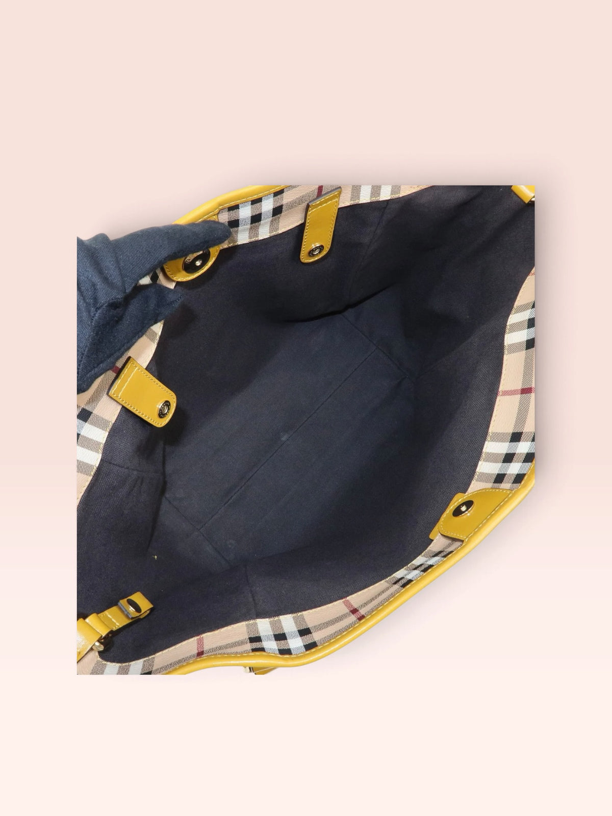 Burberry Canvas Haymarket Check Tote with Pouch