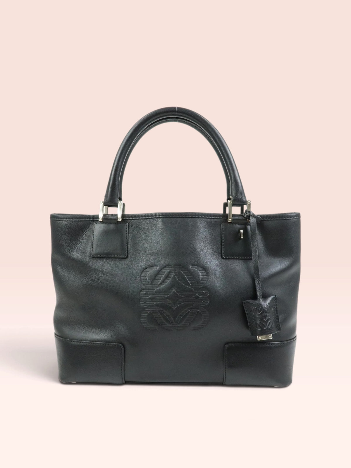 Loewe Leather Amazona Fusta Embossed Tote Bag - Black