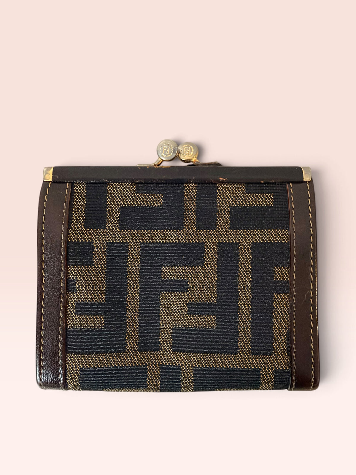 Fendi Vintage Zucca Canvas Kiss Lock Coin Purse