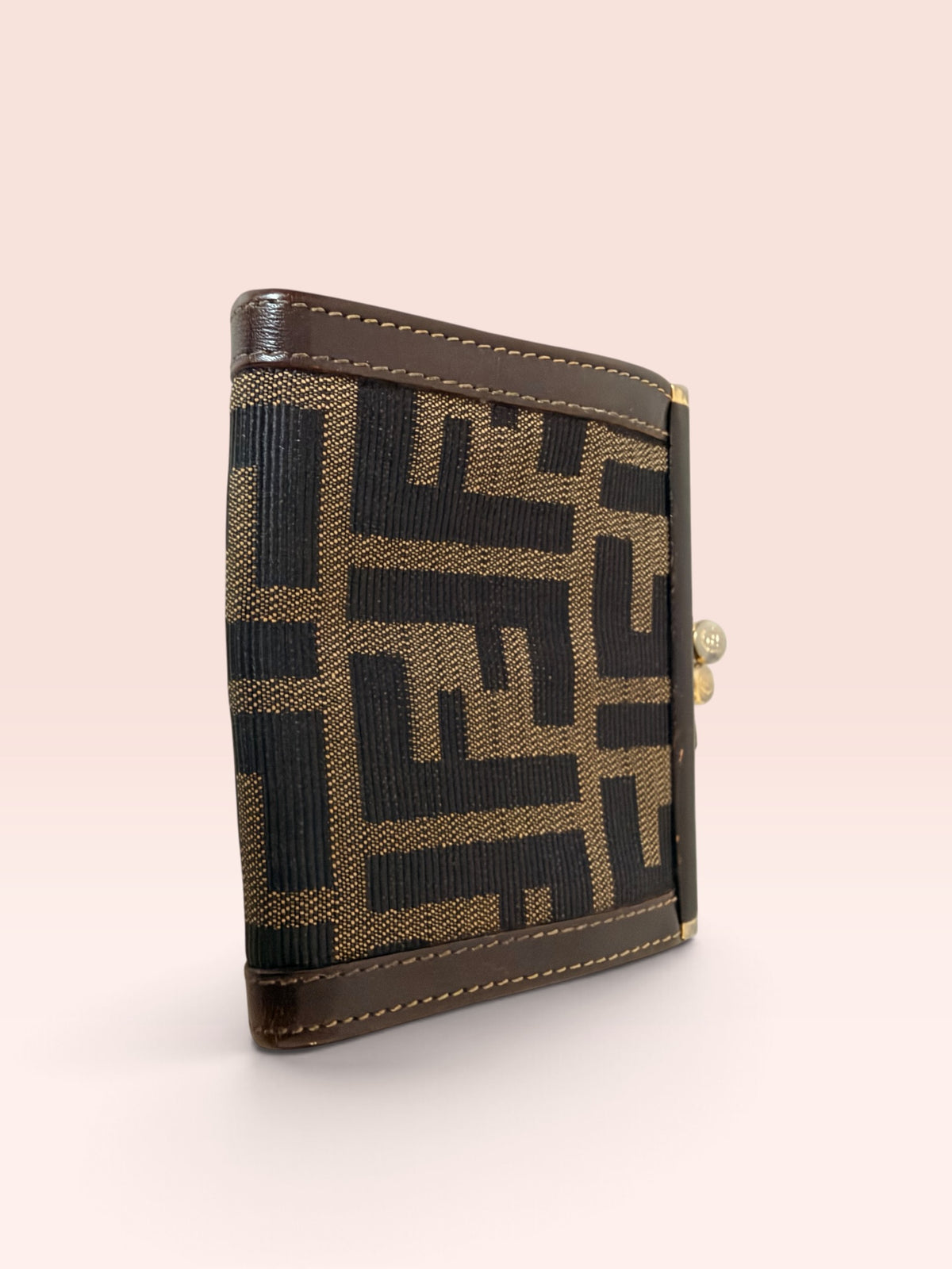 Fendi Vintage Zucca Canvas Kiss Lock Coin Purse
