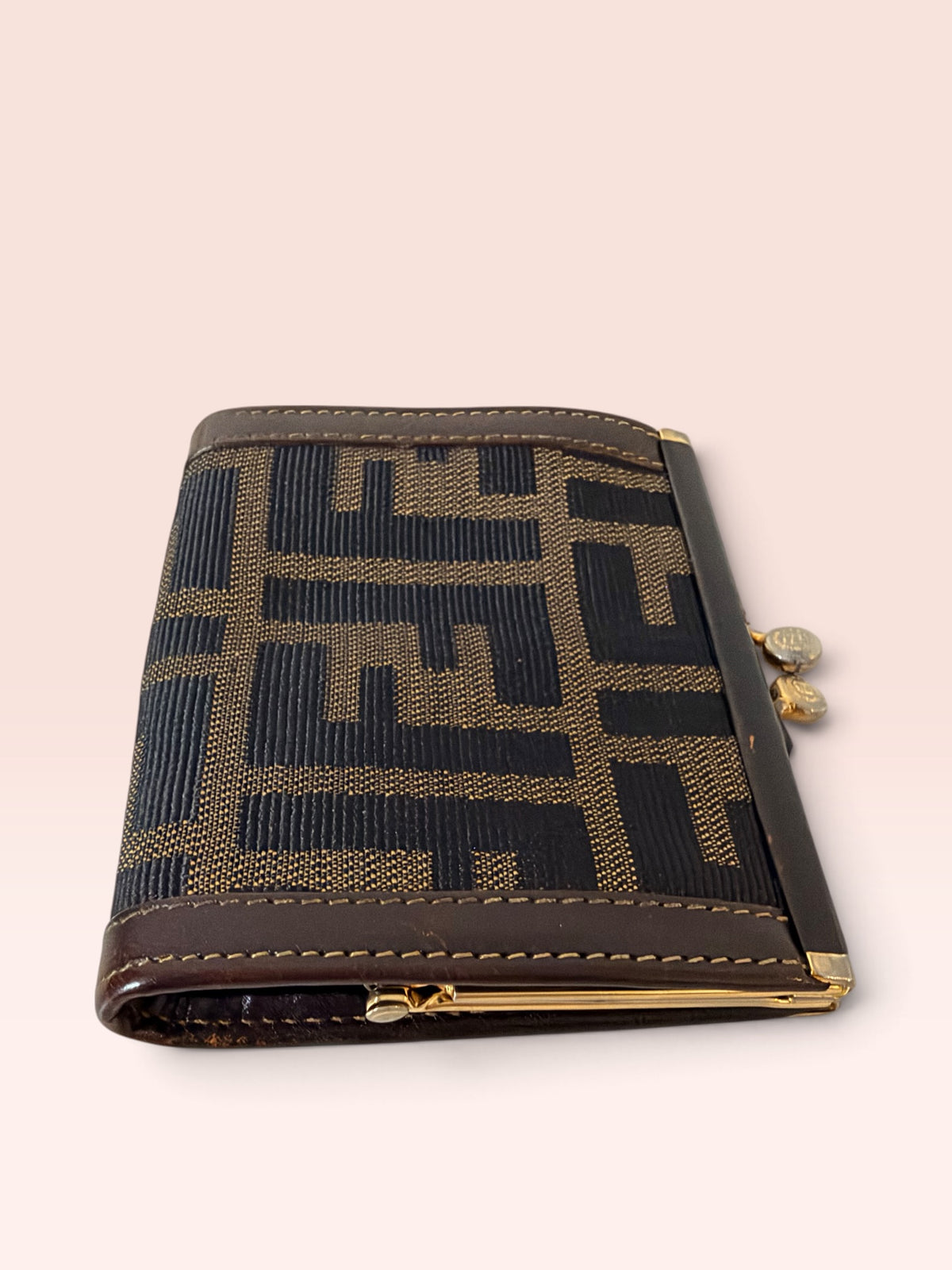 Fendi Vintage Zucca Canvas Kiss Lock Coin Purse