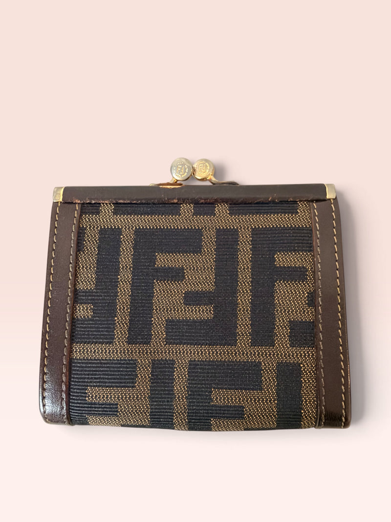 Fendi Vintage Zucca Canvas Kiss Lock Coin Purse