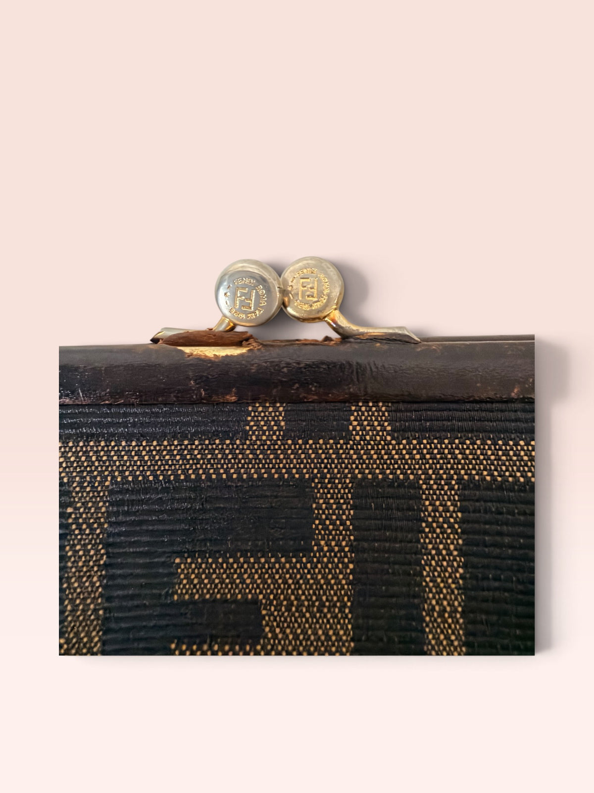 Fendi Vintage Zucca Canvas Kiss Lock Coin Purse