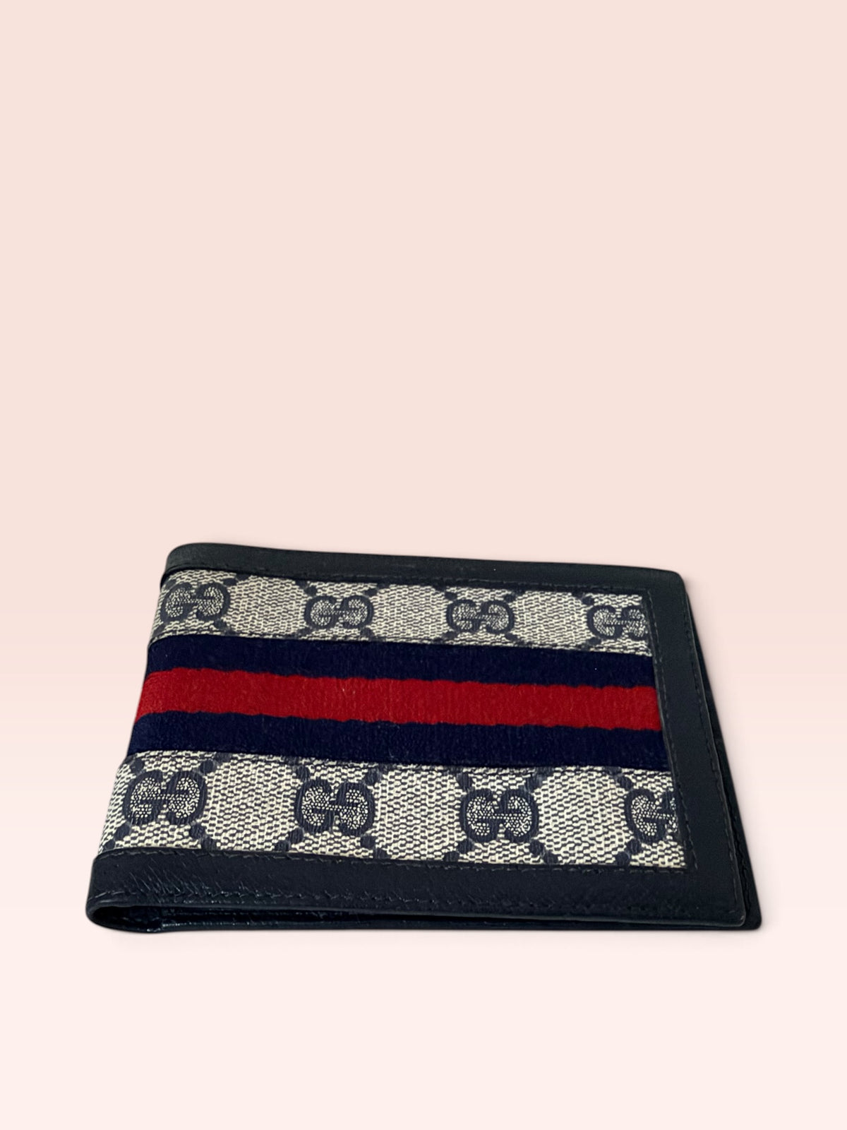 Gucci GG Sherry Line Coated Canvas Vintage Bi-fold Wallet (Navy)