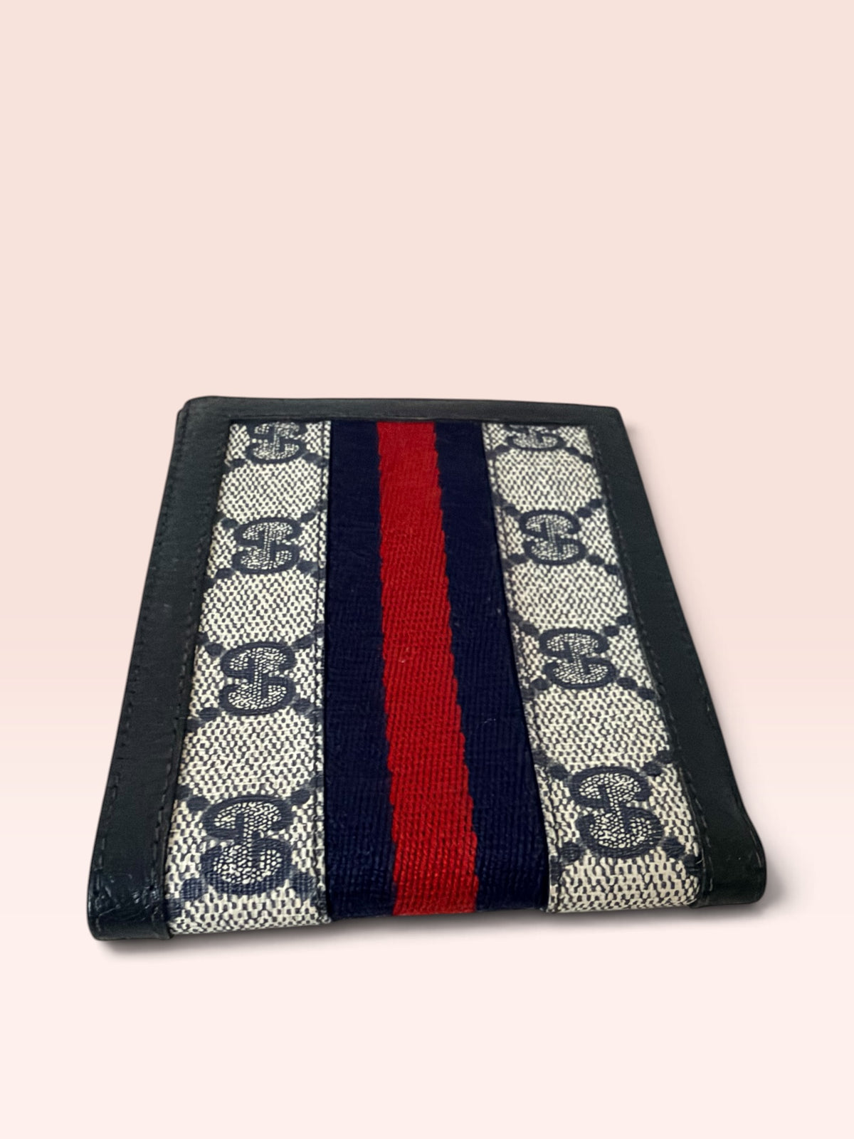 Gucci GG Sherry Line Coated Canvas Vintage Bi-fold Wallet (Navy)