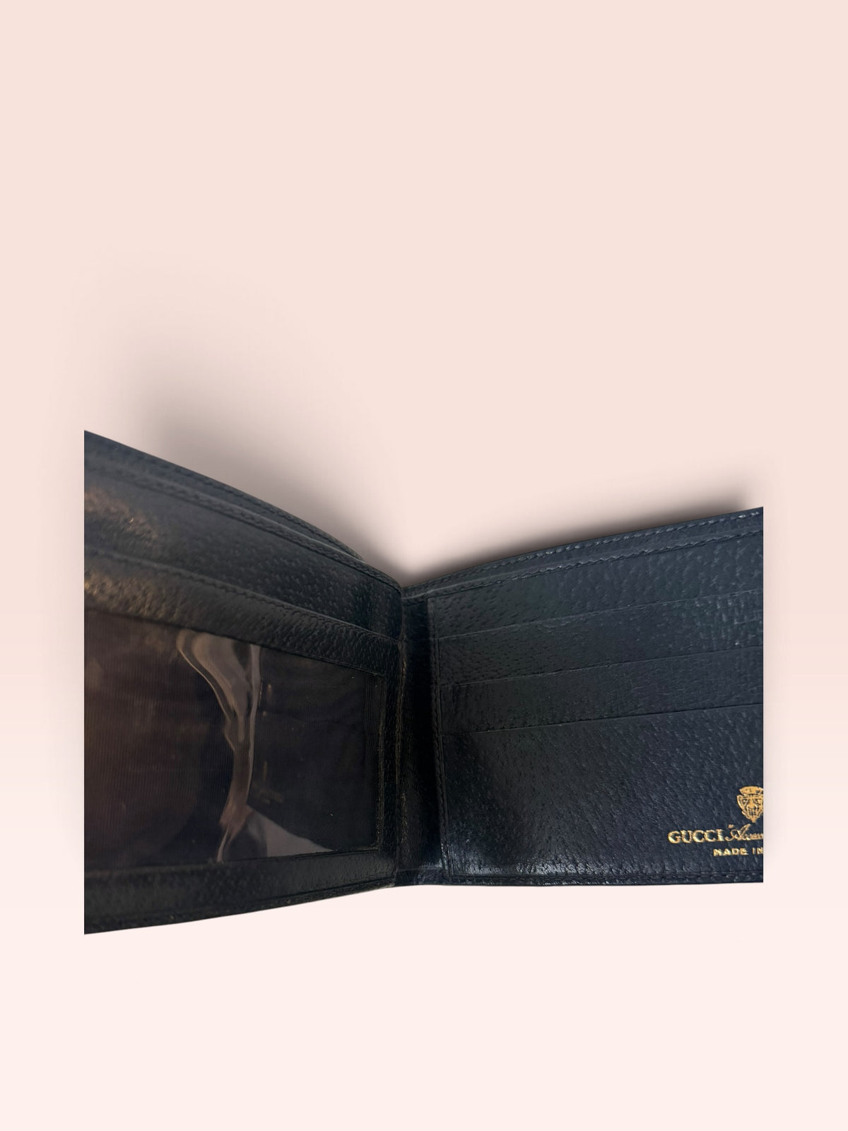 Gucci GG Sherry Line Coated Canvas Vintage Bi-fold Wallet (Navy)