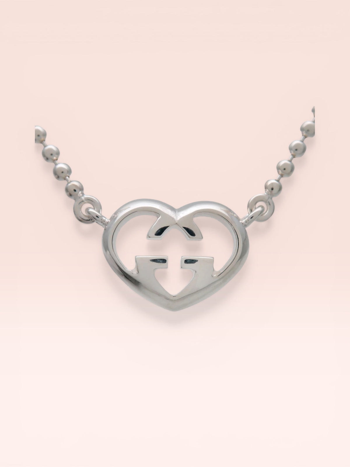 Gucci Lovely Heart Sterling Silver Interlocking G Pendant Necklace