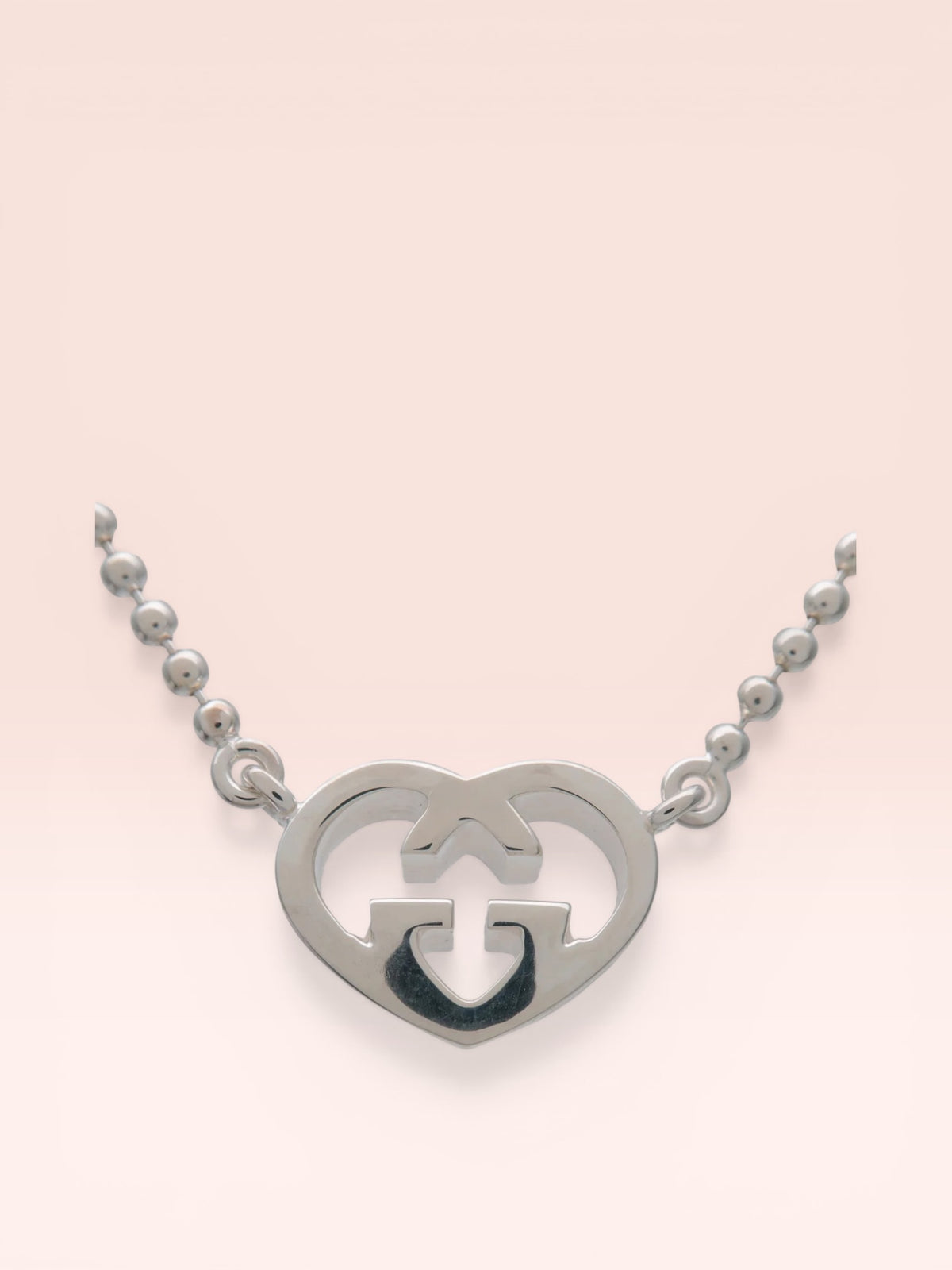 Gucci Lovely Heart Sterling Silver Interlocking G Pendant Necklace