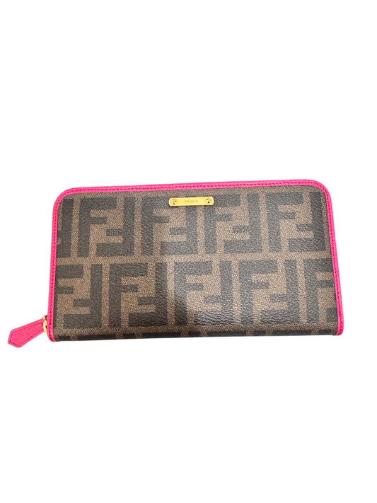 FENDI Zucca Spalmati Vitello Elite Zip Around Wallet