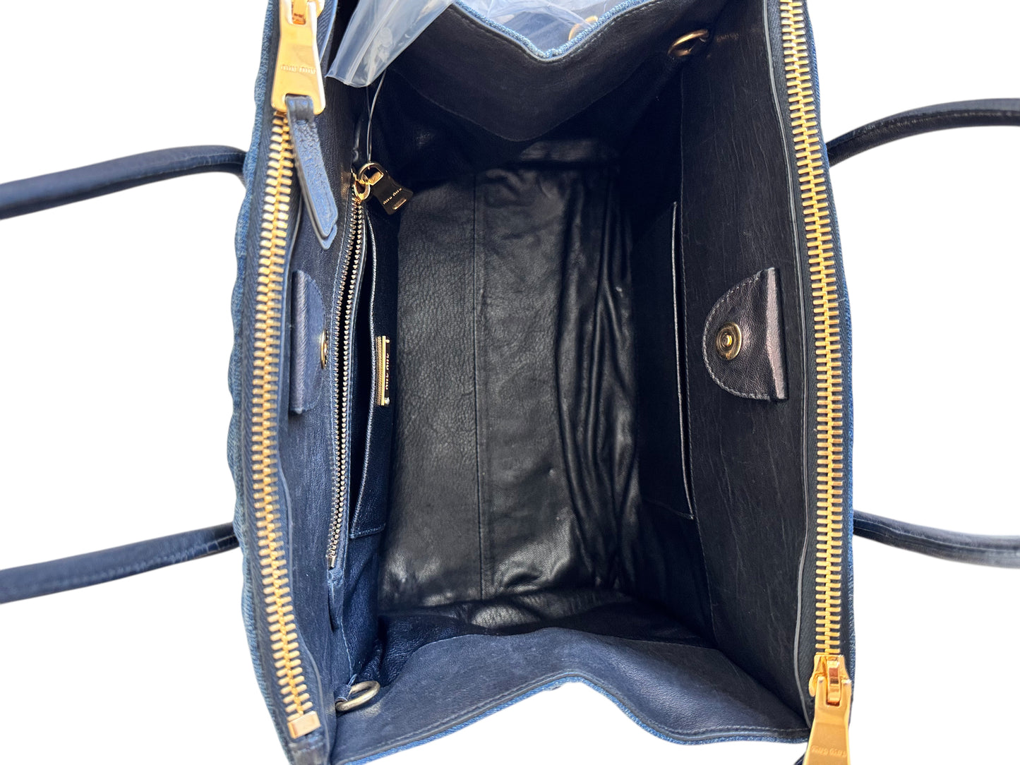 Miu Miu Denim Leather Biker Tote 2way