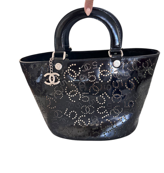 Chanel Perforated No 5 Coco Mark Punching Bag Patent Leather 2005-2006
