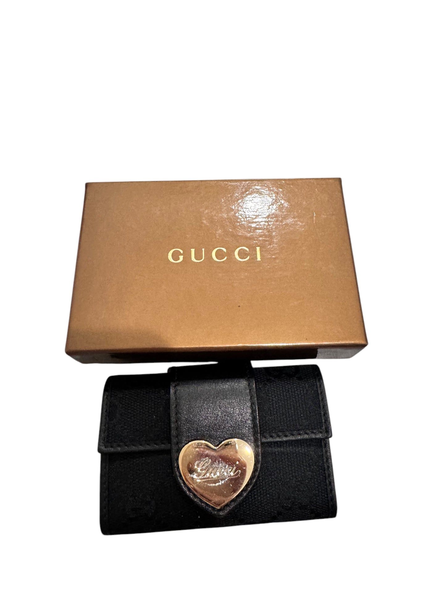 Gucci Heart Canvas 6-Ring Key Holder (Black)