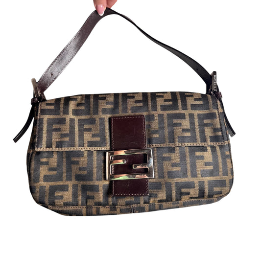 Fendi Zucca Mama Baguette Shoulder Bag 1990's-2000's