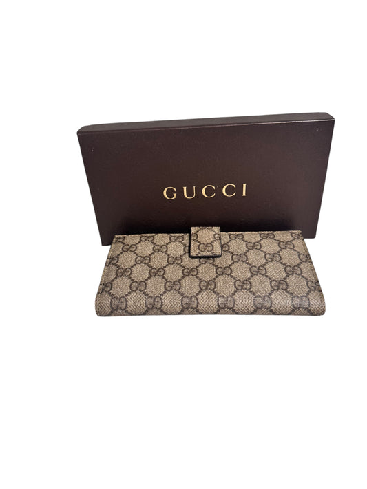 Gucci GG Supreme Long Wallet (Blue) with Box