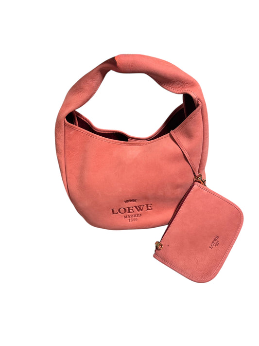 Loewe Suede Hobo/Shoulder Bag with Pouch (Pink)