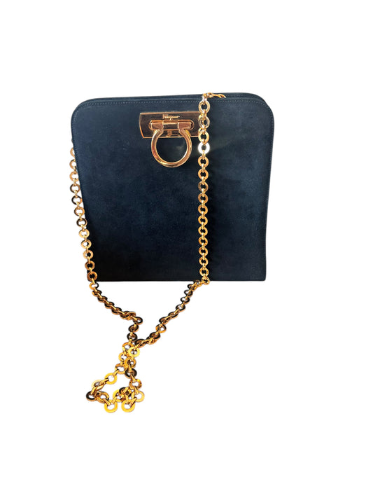 Salvatore Ferragamo Suede Chain Link Crossbody Bag