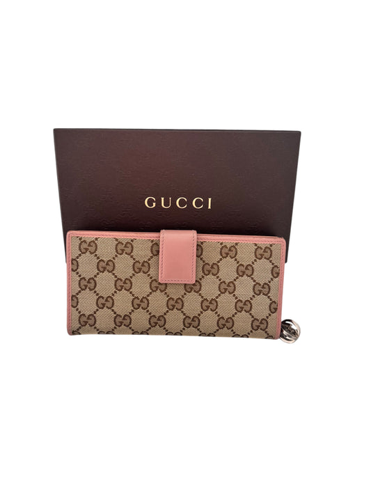Gucci Monogram Canvas Long Wallet (Pink)