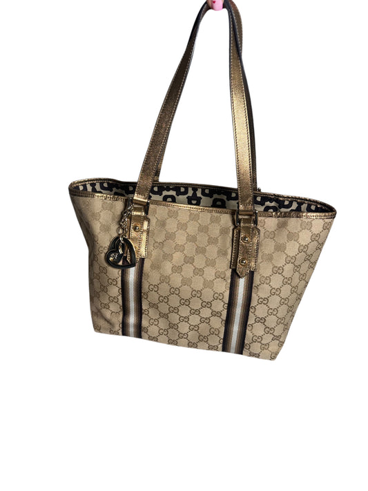Gucci Canvas Sherry Jolicoeur Tote Metallic Tote