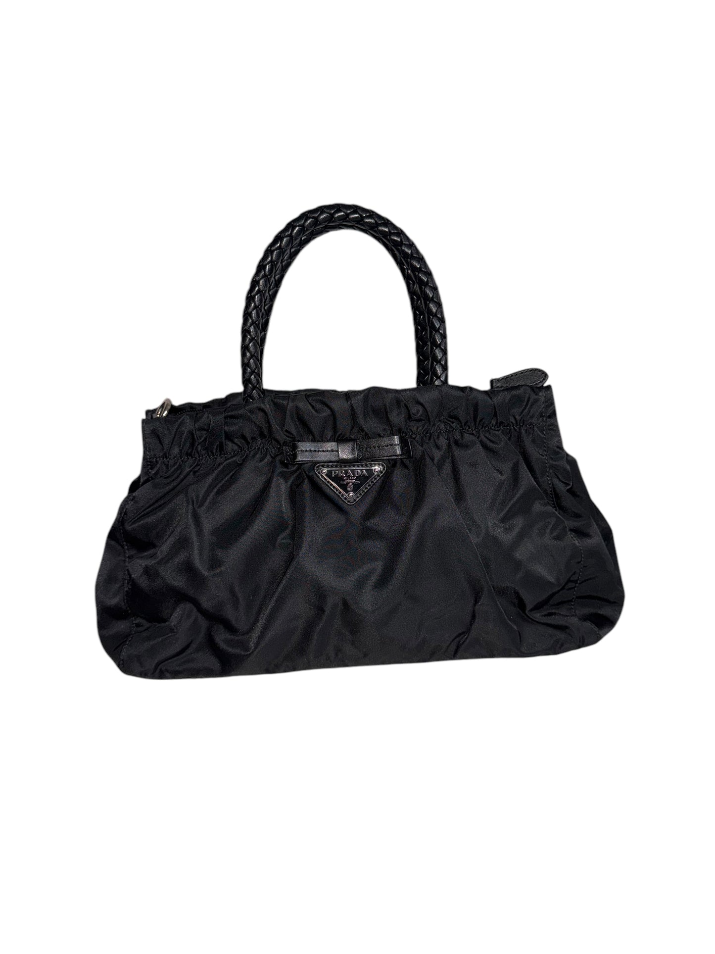 Prada Nylon/Leather Tessuto Bow 2 Way Handbag