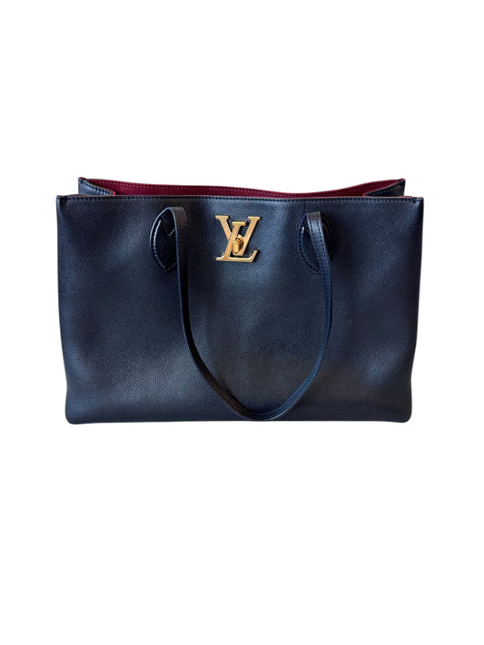Louis Vuitton Grained Calfskin LockMe Shopper Tote (Black)