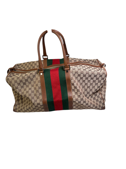 GUCCI Sherry Line GG Canvas Beige Large Duffle Bag